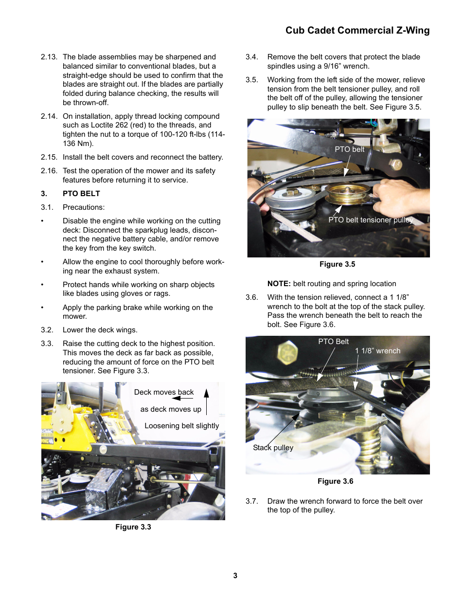 Pto belt, Cub cadet commercial z-wing | Cub Cadet Z-Wing User Manual | Page 7 / 88