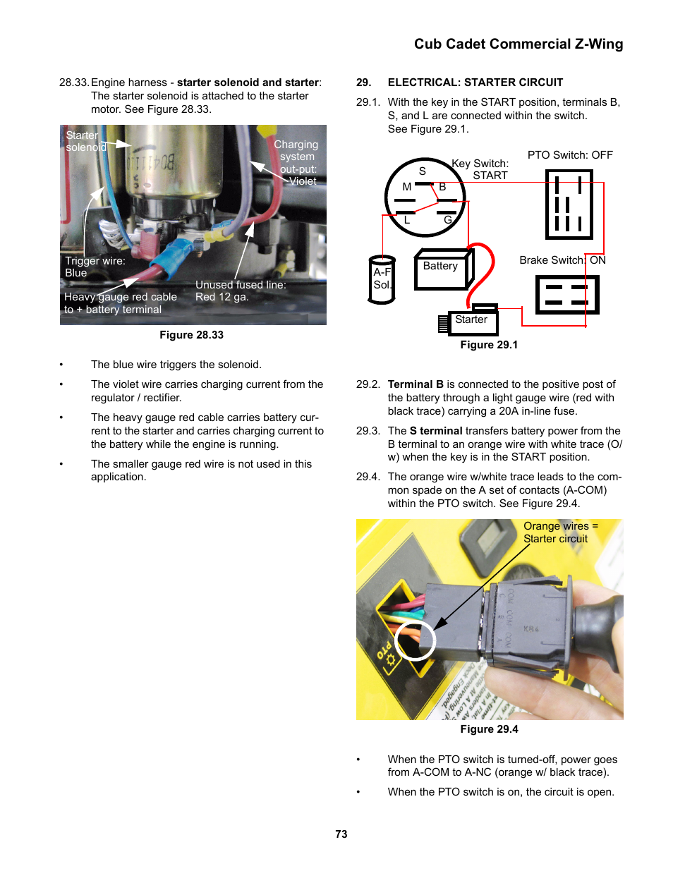 Electrical: starter circuit, Cub cadet commercial z-wing | Cub Cadet Z-Wing User Manual | Page 77 / 88