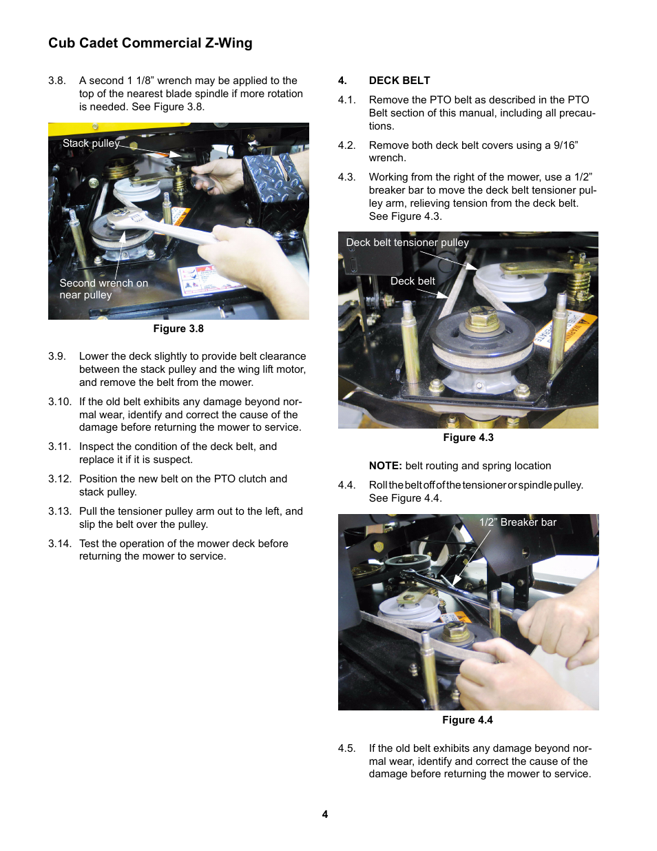 Deck belt, Cub cadet commercial z-wing | Cub Cadet Z-Wing User Manual | Page 8 / 88