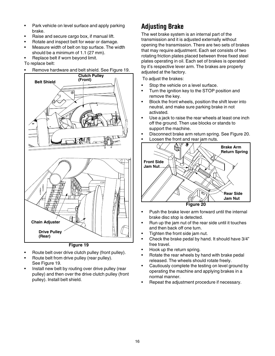 Adjusting brake | Cub Cadet 641 User Manual | Page 16 / 24