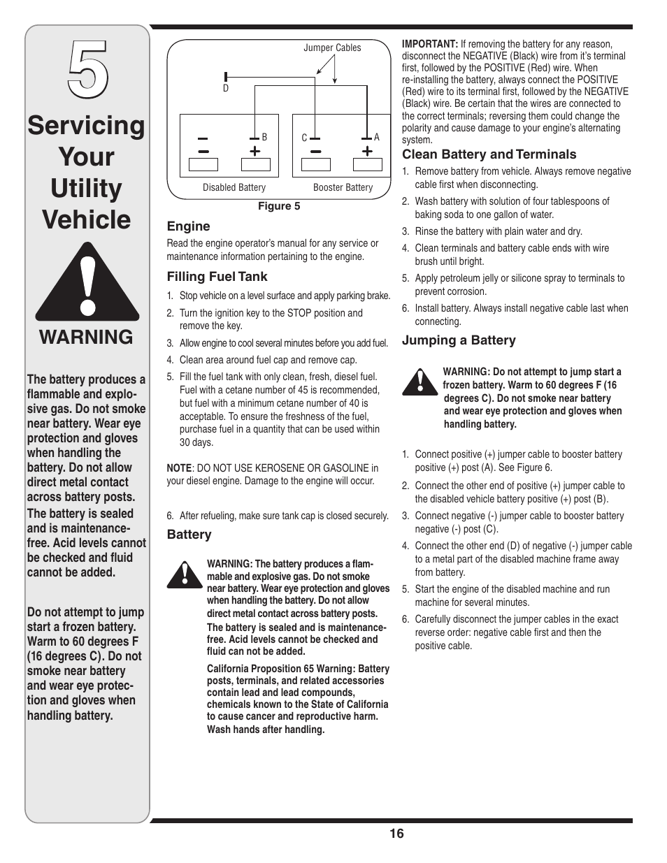 Servicing your utility vehicle, Warning | Cub Cadet J467 User Manual | Page 16 / 32