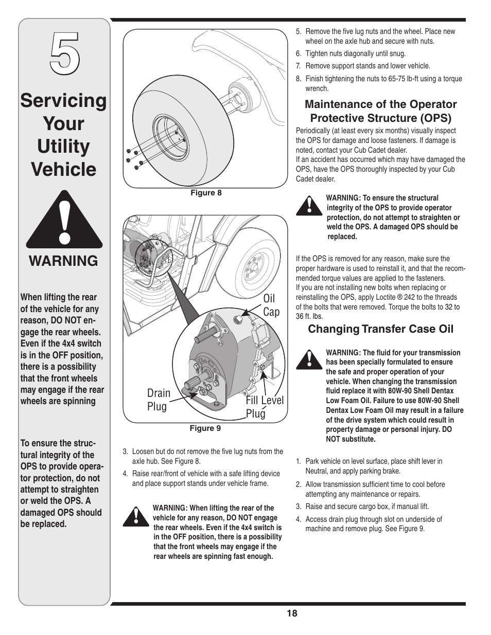 Servicing your utility vehicle, Warning | Cub Cadet J467 User Manual | Page 18 / 32