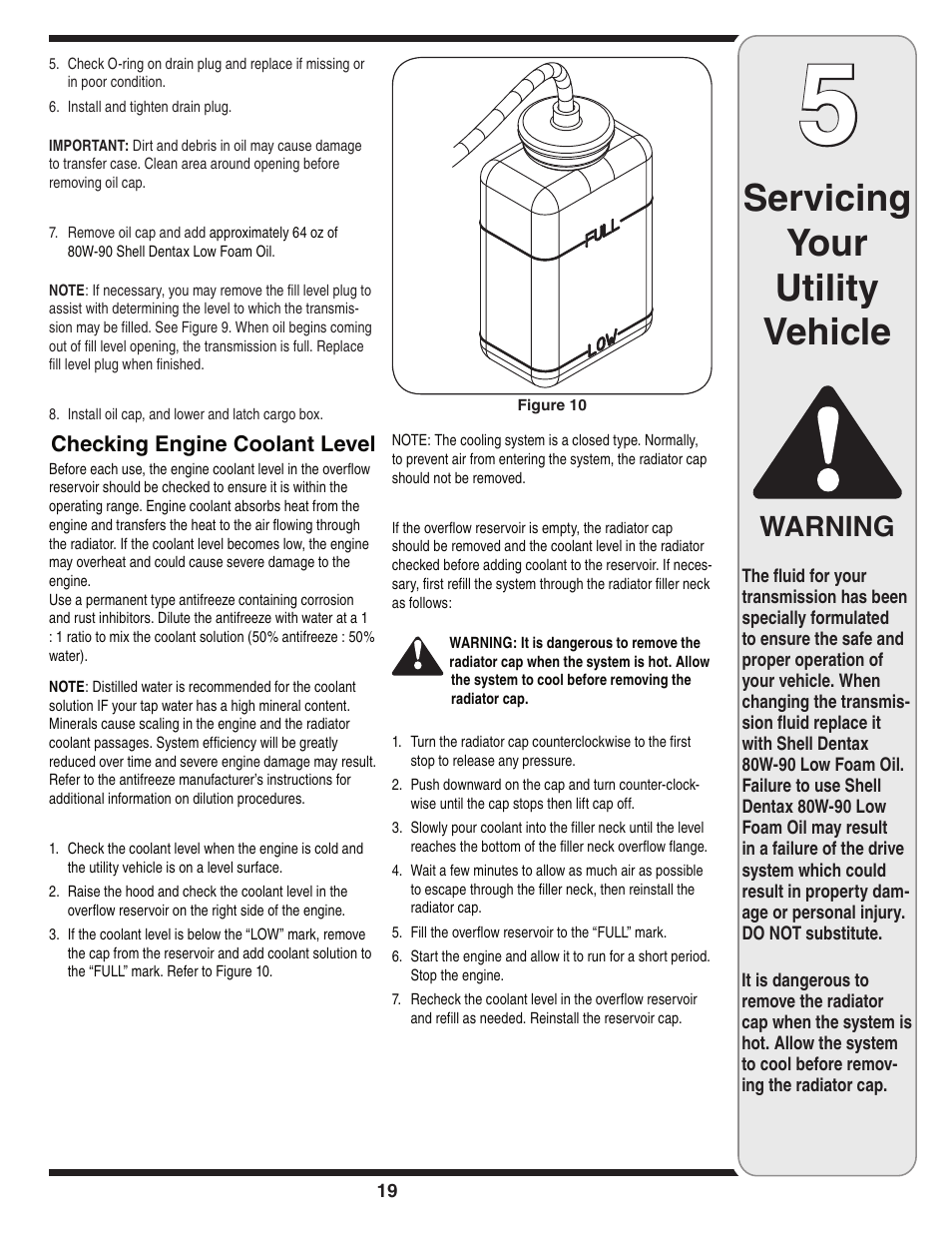 Servicing your utility vehicle, Warning | Cub Cadet J467 User Manual | Page 19 / 32