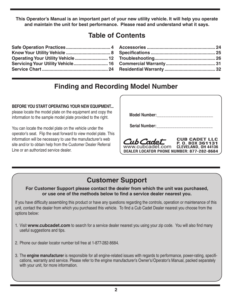 Cub Cadet J467 User Manual | Page 2 / 32