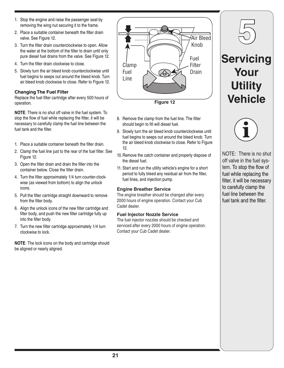 Servicing your utility vehicle | Cub Cadet J467 User Manual | Page 21 / 32