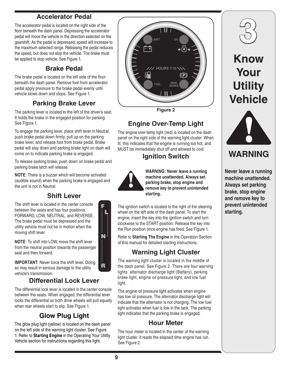 Know your utility vehicle, Warning | Cub Cadet J467 User Manual | Page 9 / 32