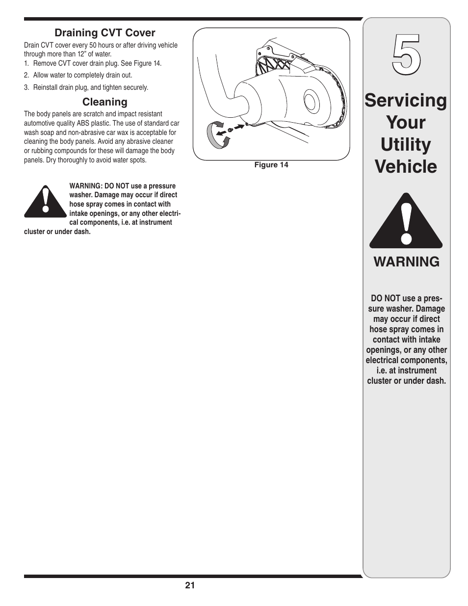 Servicing your utility vehicle | Cub Cadet Series C470 User Manual | Page 21 / 28