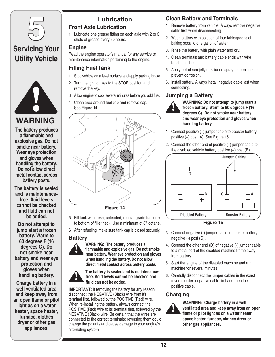 Servicing your utility vehicle warning, Lubrication | Cub Cadet 435D User Manual | Page 12 / 24