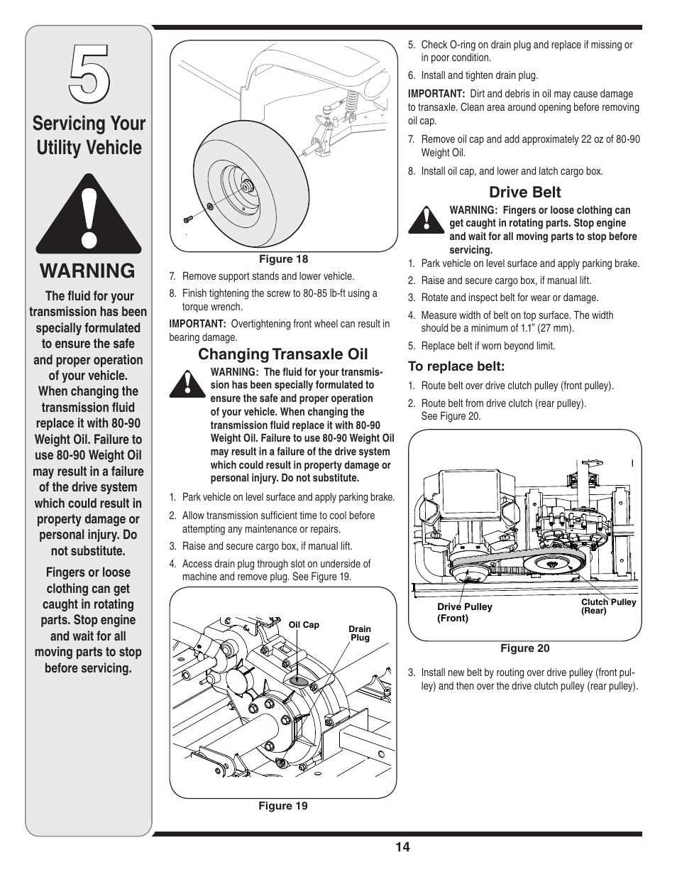 Servicing your utility vehicle warning | Cub Cadet 435D User Manual | Page 14 / 24