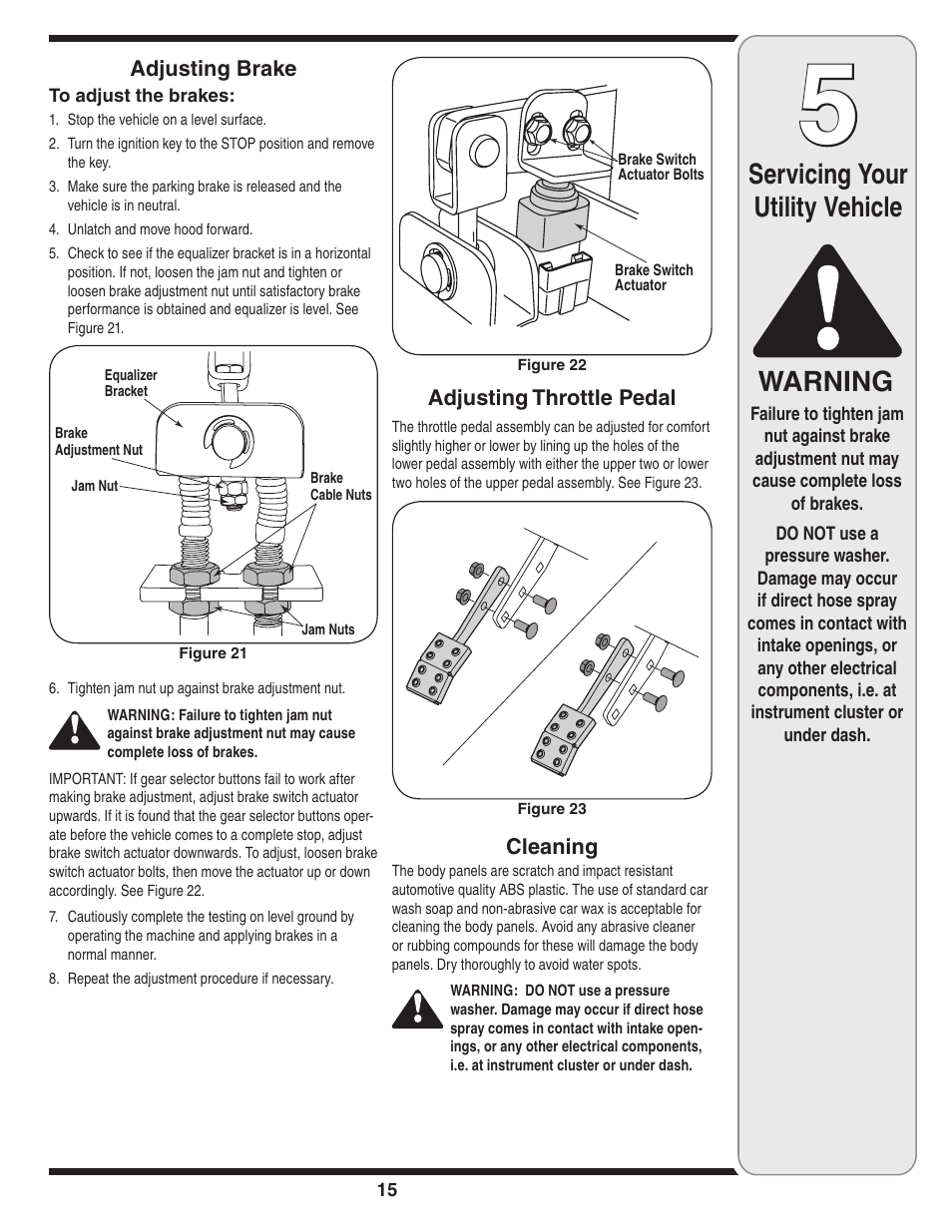 Servicing your utility vehicle warning | Cub Cadet 435D User Manual | Page 15 / 24