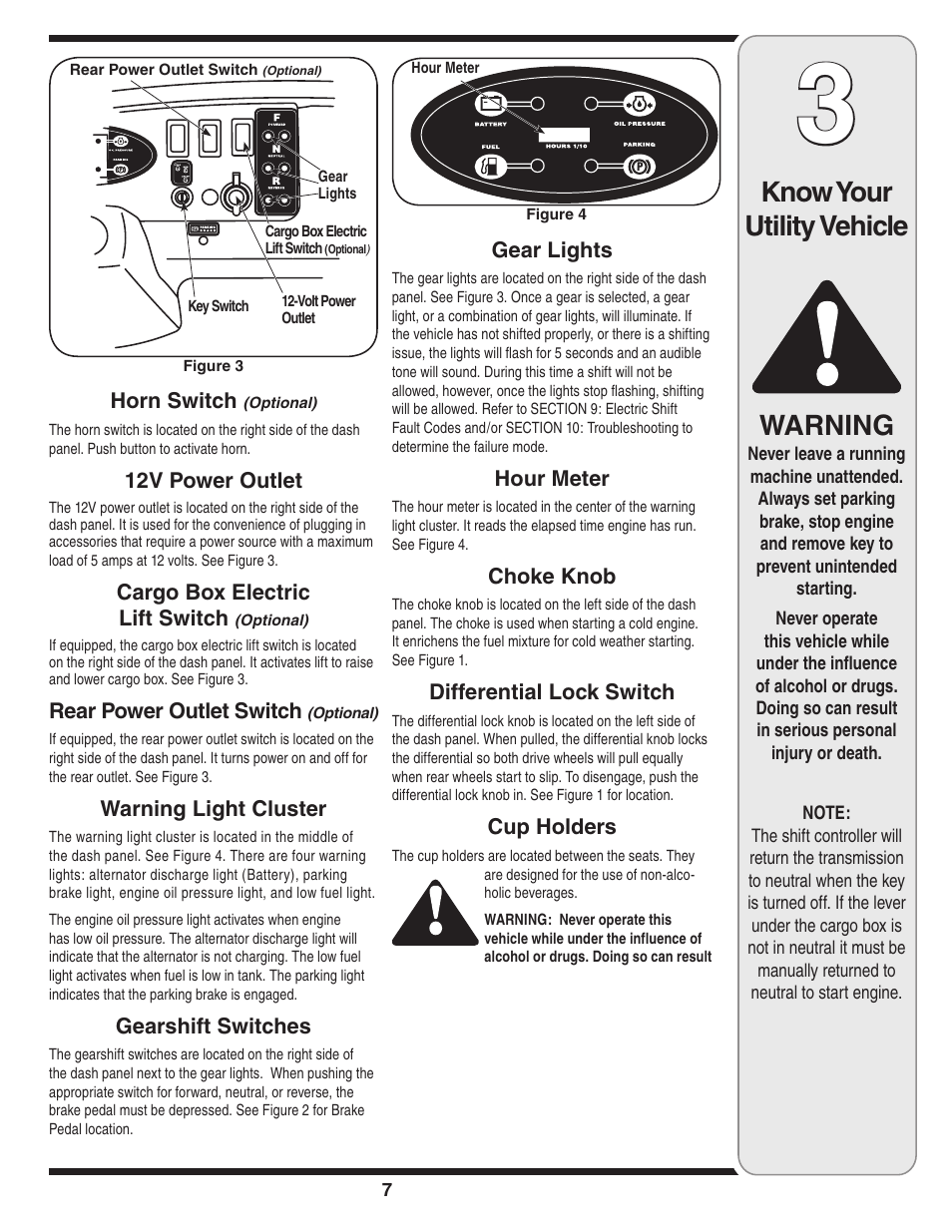 Know your utility vehicle warning | Cub Cadet 435D User Manual | Page 7 / 24