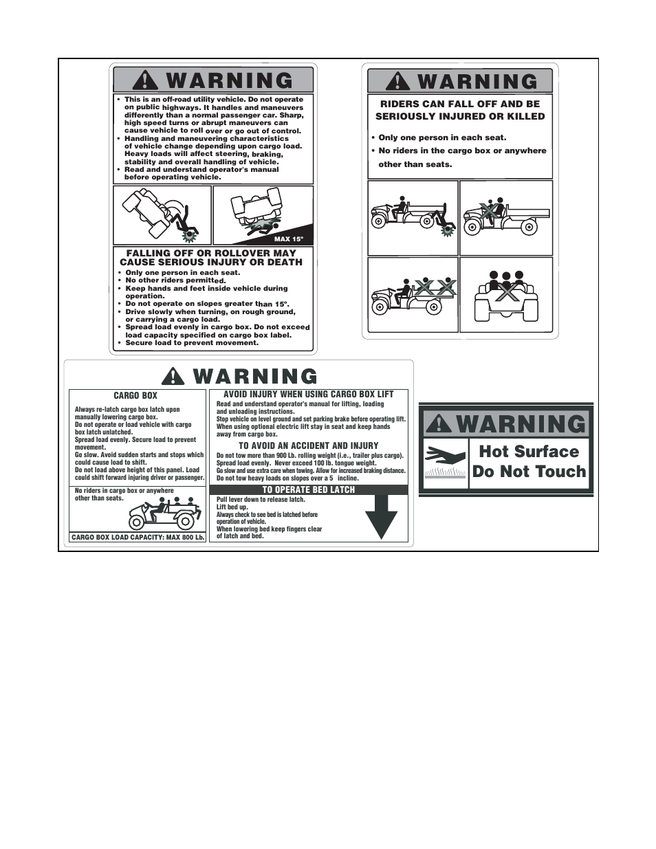 Hot surface do not touch | Cub Cadet 414 User Manual | Page 6 / 24