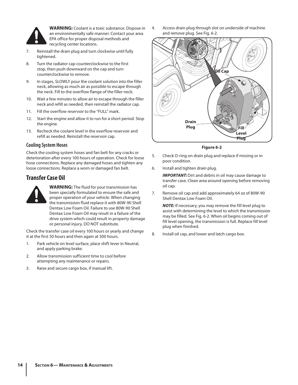 Transfer case oil, Cooling system hoses | Cub Cadet M467 User Manual | Page 14 / 28
