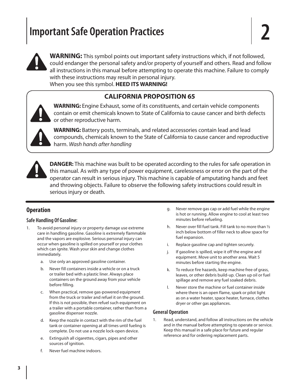 Important safe operation practices | Cub Cadet M467 User Manual | Page 3 / 28