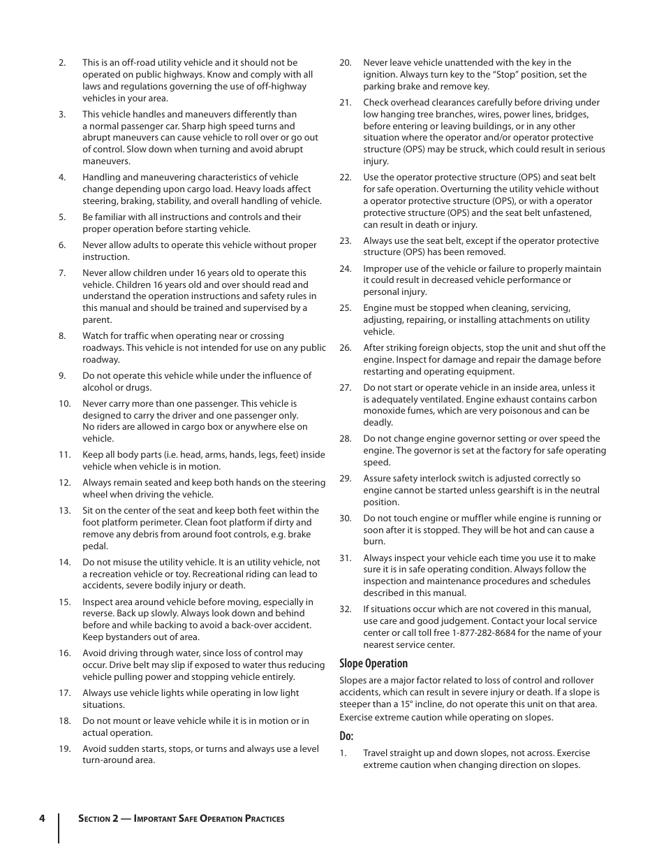 Slope operation | Cub Cadet M467 User Manual | Page 4 / 28