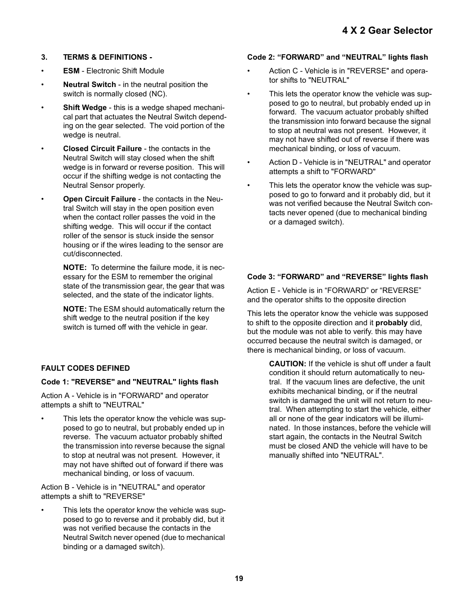 Terms & definitions, 4 x 2 gear selector | Cub Cadet 4 x 2 Big Country - Steel Bed User Manual | Page 23 / 38