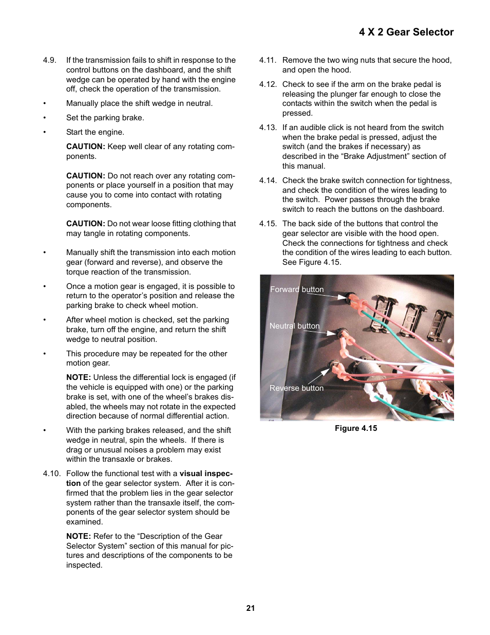 4 x 2 gear selector | Cub Cadet 4 x 2 Big Country - Steel Bed User Manual | Page 25 / 38