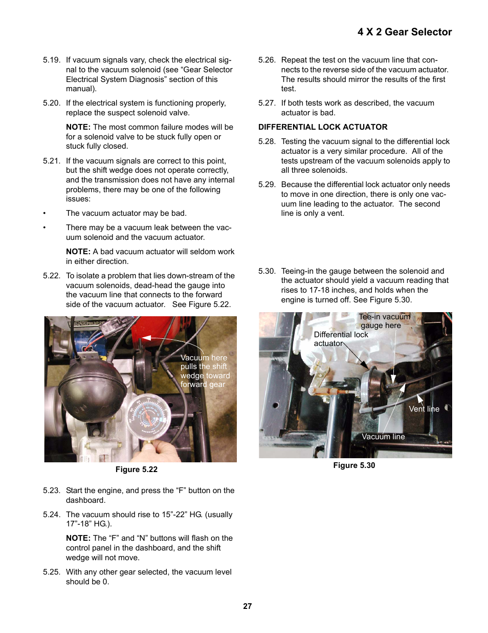 Differential lock actuator, 4 x 2 gear selector | Cub Cadet 4 x 2 Big Country - Steel Bed User Manual | Page 31 / 38