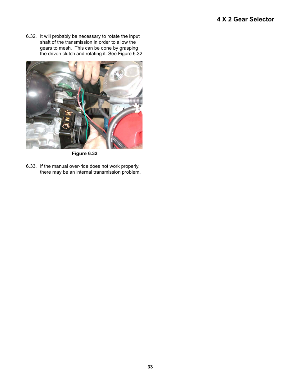 4 x 2 gear selector | Cub Cadet 4 x 2 Big Country - Steel Bed User Manual | Page 37 / 38