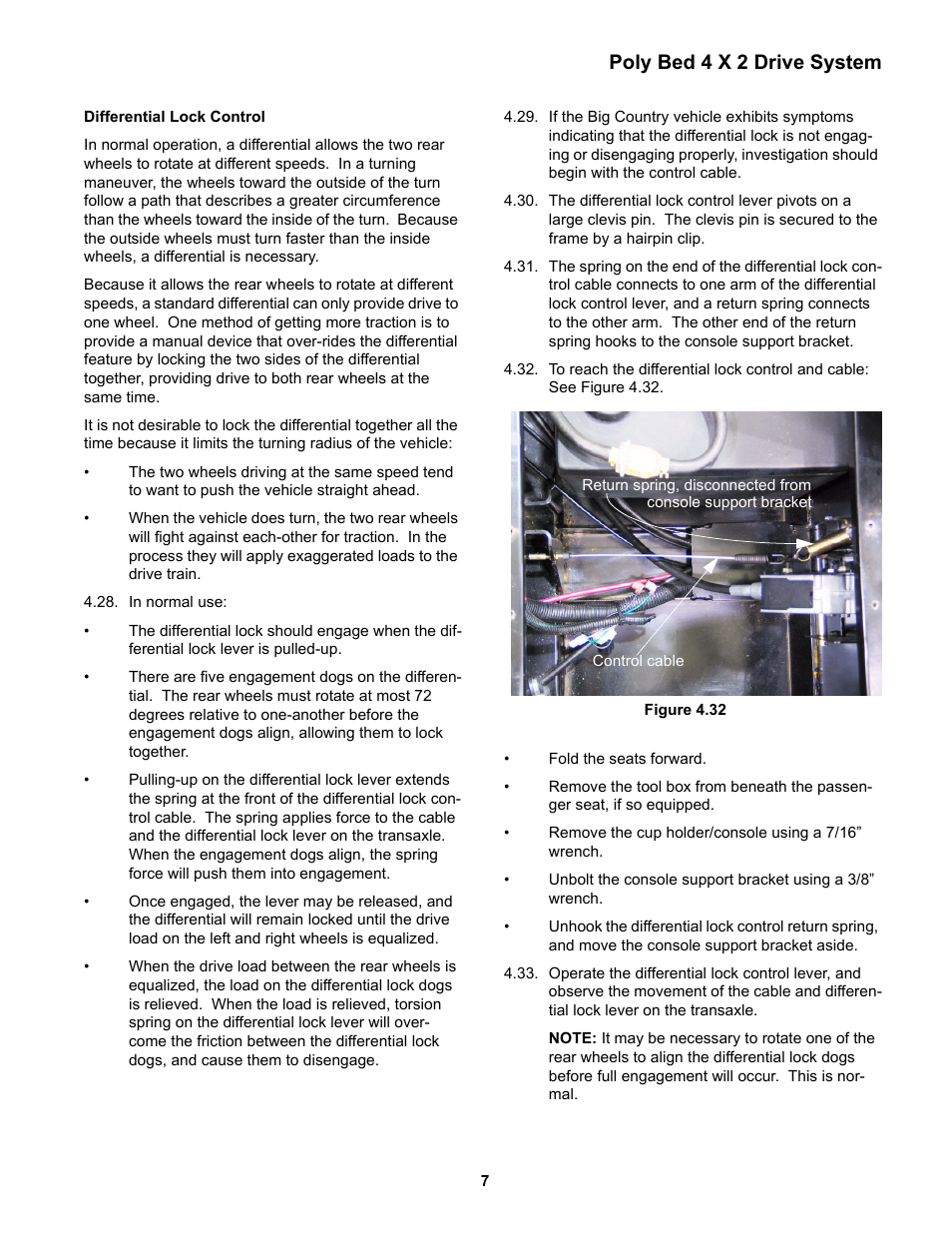 Poly bed 4 x 2 drive system | Cub Cadet 4 x 2 Big Country - Poly Bed & Steel Bed User Manual | Page 11 / 82