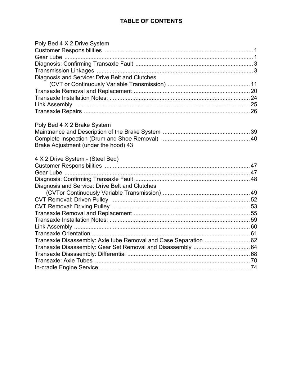 Cub Cadet 4 x 2 Big Country - Poly Bed & Steel Bed User Manual | Page 3 / 82