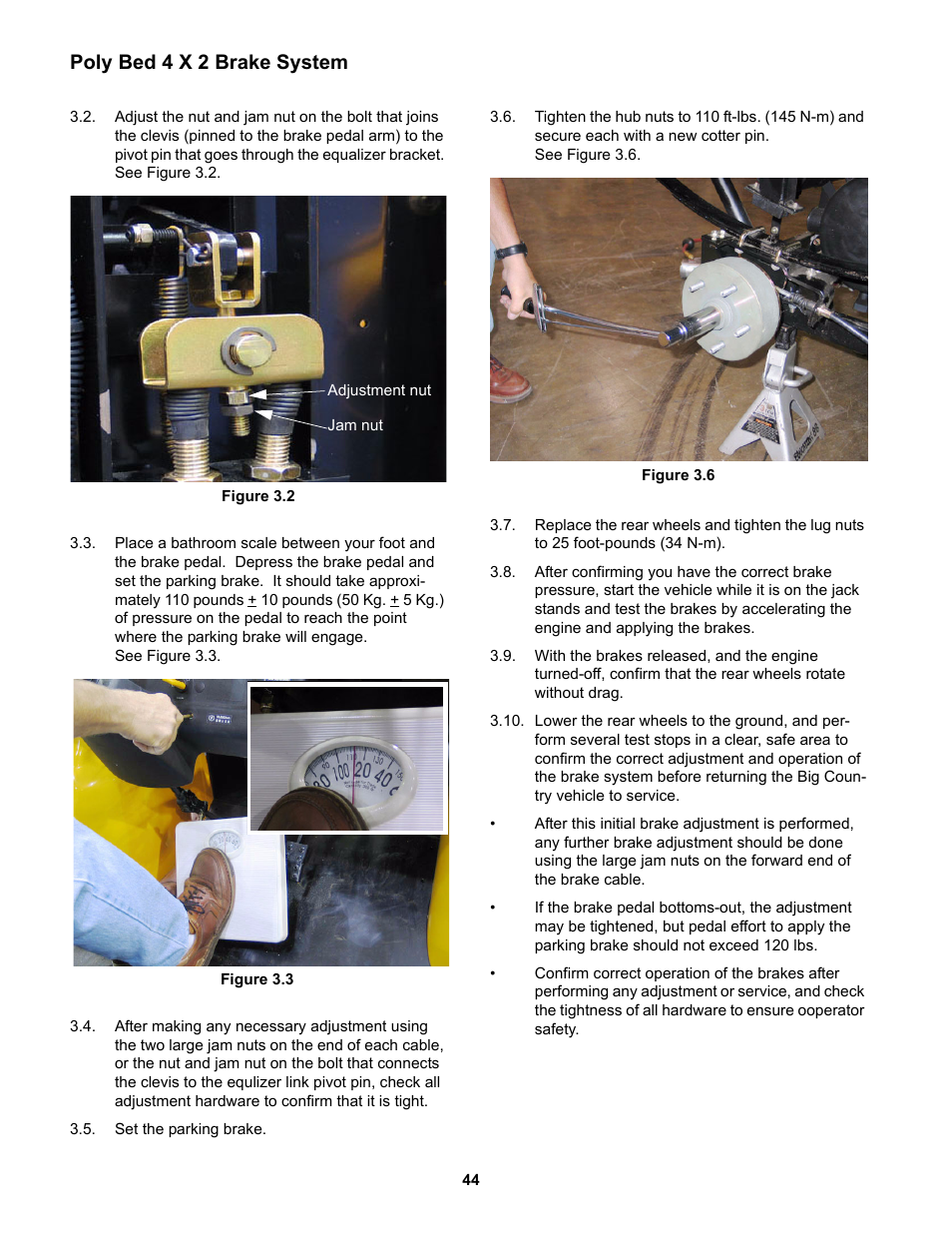 Poly bed 4 x 2 brake system | Cub Cadet 4 x 2 Big Country - Poly Bed & Steel Bed User Manual | Page 48 / 82