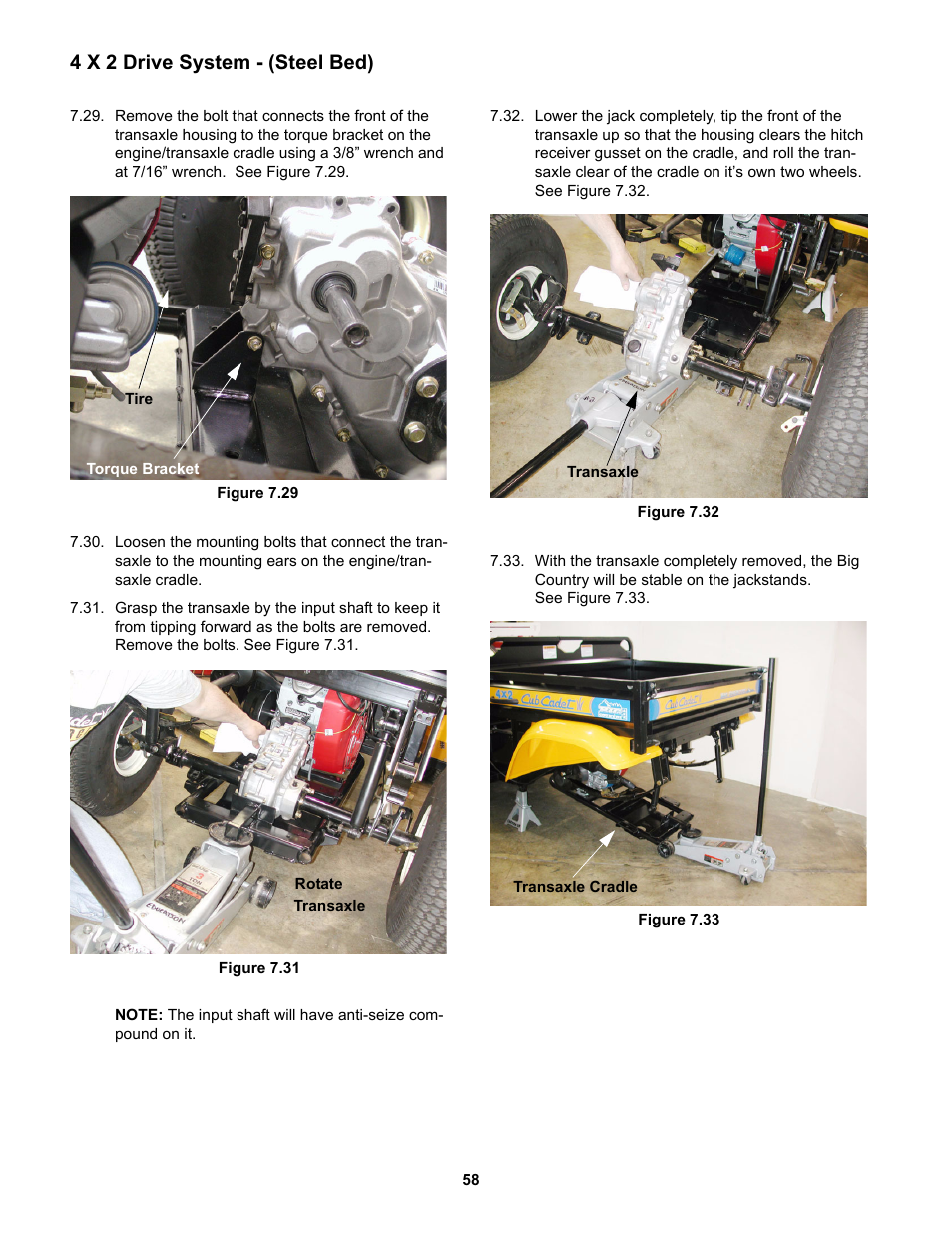 4 x 2 drive system - (steel bed) | Cub Cadet 4 x 2 Big Country - Poly Bed & Steel Bed User Manual | Page 62 / 82