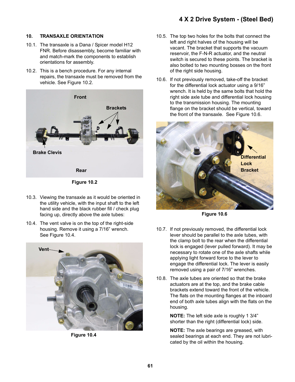 Transaxle orientation, 4 x 2 drive system - (steel bed) | Cub Cadet 4 x 2 Big Country - Poly Bed & Steel Bed User Manual | Page 65 / 82