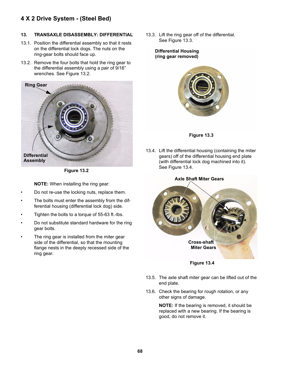 Transaxle disassembly: differential, 4 x 2 drive system - (steel bed) | Cub Cadet 4 x 2 Big Country - Poly Bed & Steel Bed User Manual | Page 72 / 82