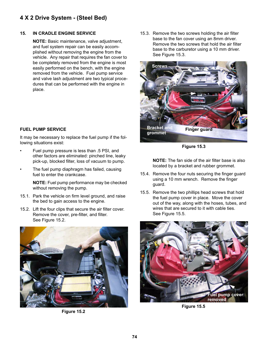 In-cradle engine service, 4 x 2 drive system - (steel bed) | Cub Cadet 4 x 2 Big Country - Poly Bed & Steel Bed User Manual | Page 78 / 82