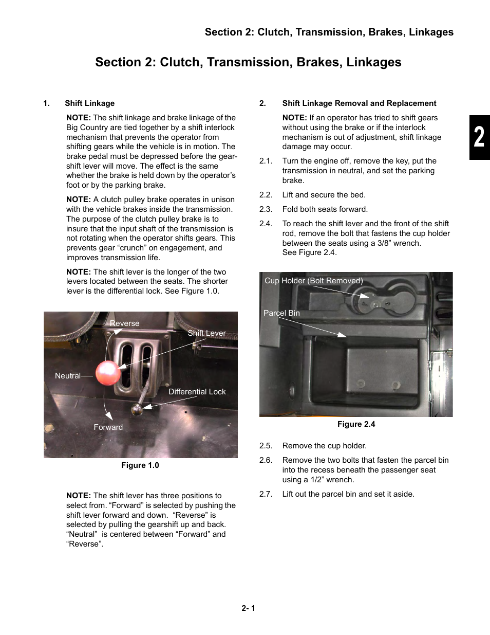 Shift linkage, Shift linkage removal and replacement | Cub Cadet 6 x 4 Big Country User Manual | Page 10 / 121