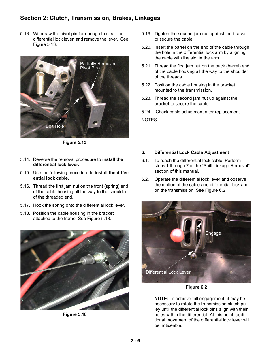 Differential lock cable adjustment | Cub Cadet 6 x 4 Big Country User Manual | Page 15 / 121