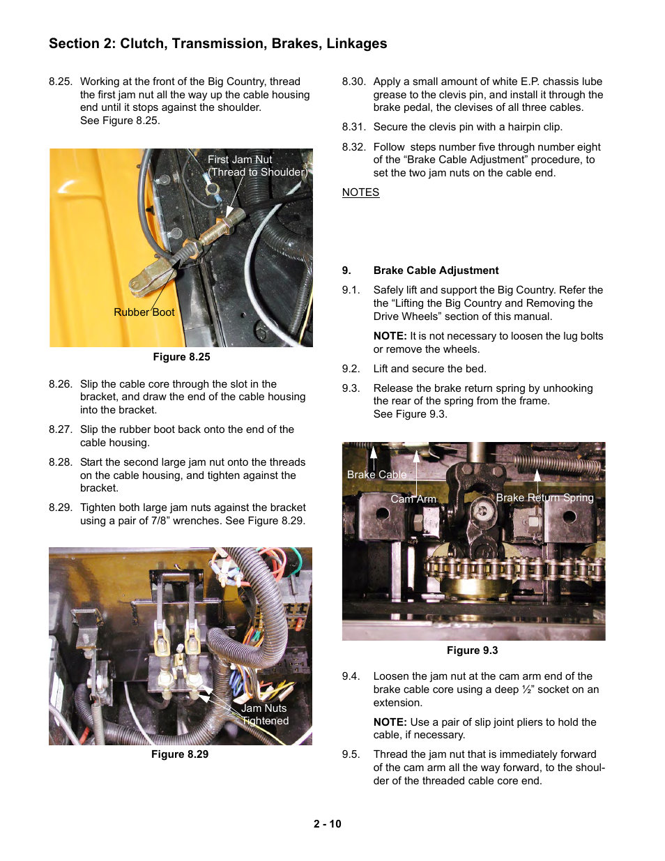 Brake cable adjustment | Cub Cadet 6 x 4 Big Country User Manual | Page 19 / 121