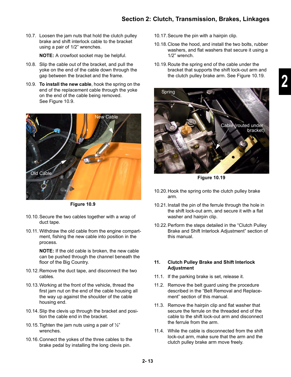 Clutch pulley brake and shift interlock adjustment | Cub Cadet 6 x 4 Big Country User Manual | Page 22 / 121