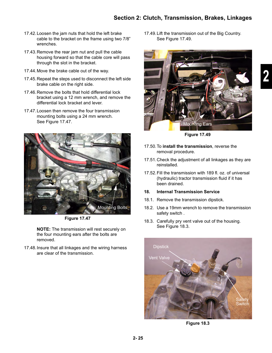 Internal transmission service, Axle bushing removal and replacement | Cub Cadet 6 x 4 Big Country User Manual | Page 34 / 121