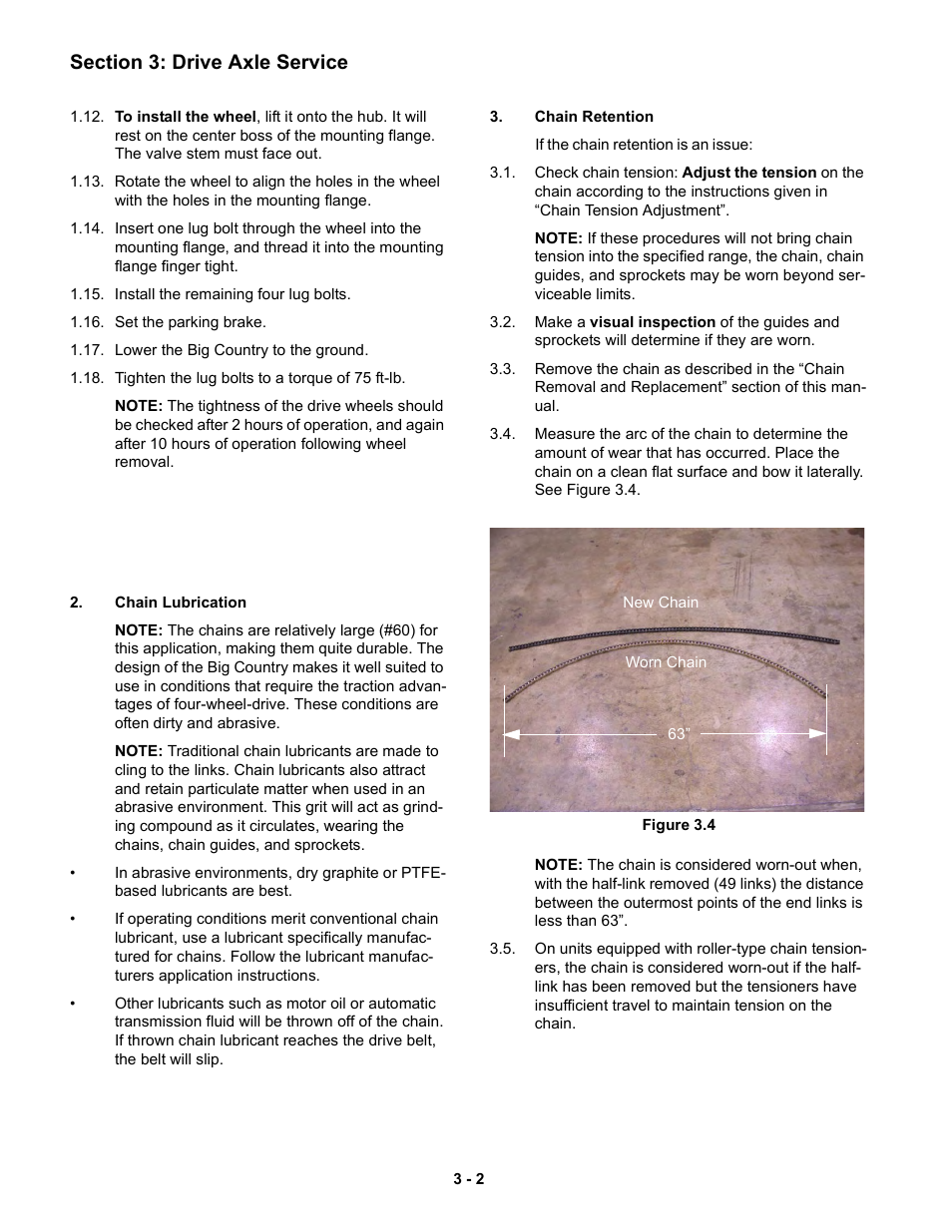 Chain lubrication, Chain retention | Cub Cadet 6 x 4 Big Country User Manual | Page 45 / 121