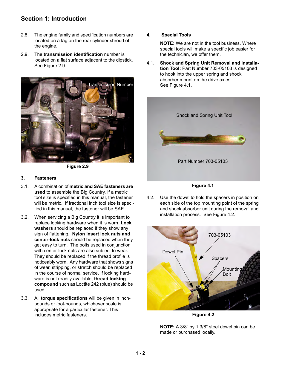 Fasteners, Special tools | Cub Cadet 6 x 4 Big Country User Manual | Page 7 / 121