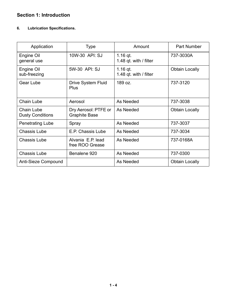 Lubrication specifications | Cub Cadet 6 x 4 Big Country User Manual | Page 9 / 121