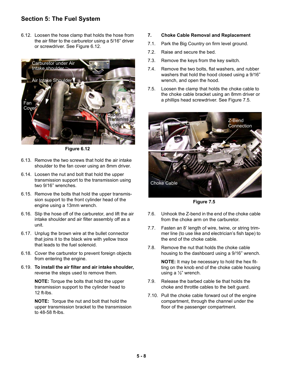 Choke cable removal and replacement | Cub Cadet 6 x 4 Big Country User Manual | Page 91 / 121