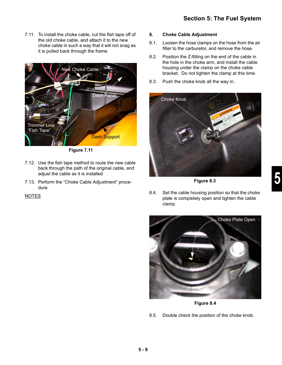 Choke cable adjustment | Cub Cadet 6 x 4 Big Country User Manual | Page 92 / 121