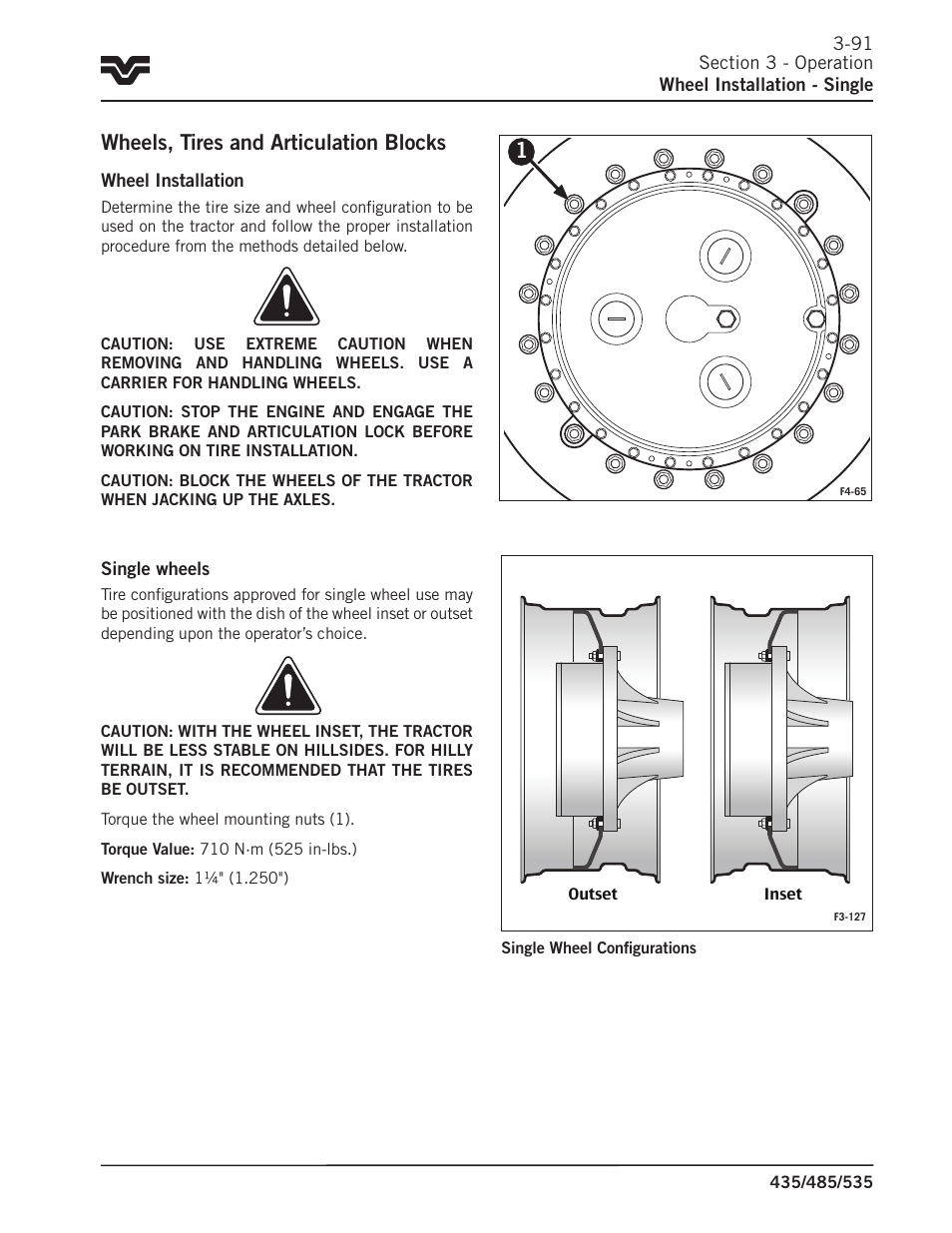 Wheels, tires and articulation blocks | Buhler 535 User Manual | Page 120 / 249