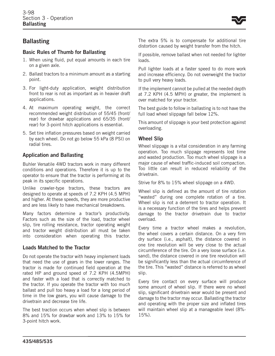 Ballasting | Buhler 535 User Manual | Page 127 / 249