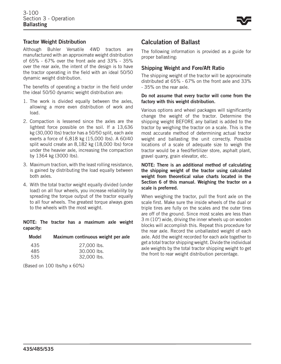 Calculation of ballast | Buhler 535 User Manual | Page 129 / 249