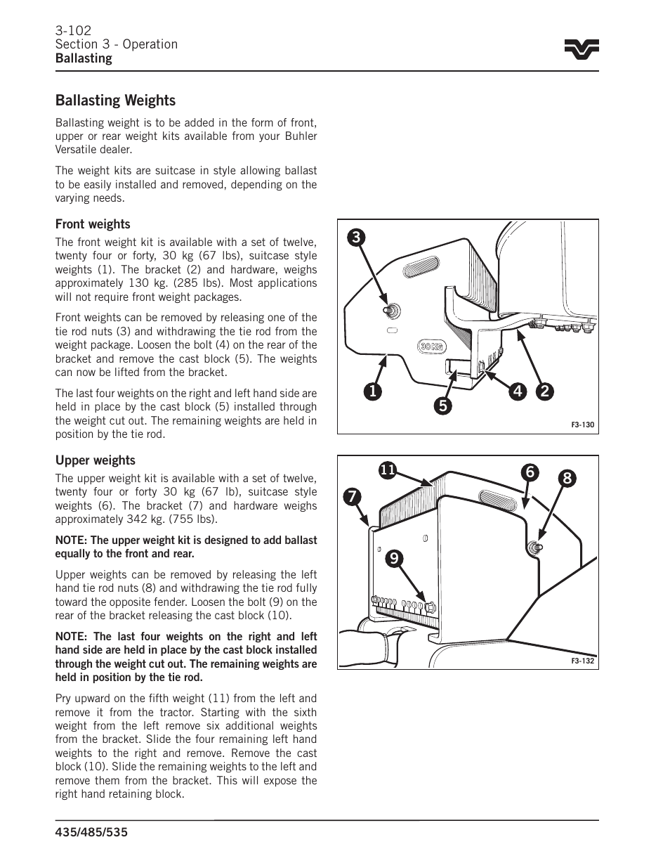 Ballasting weights | Buhler 535 User Manual | Page 131 / 249