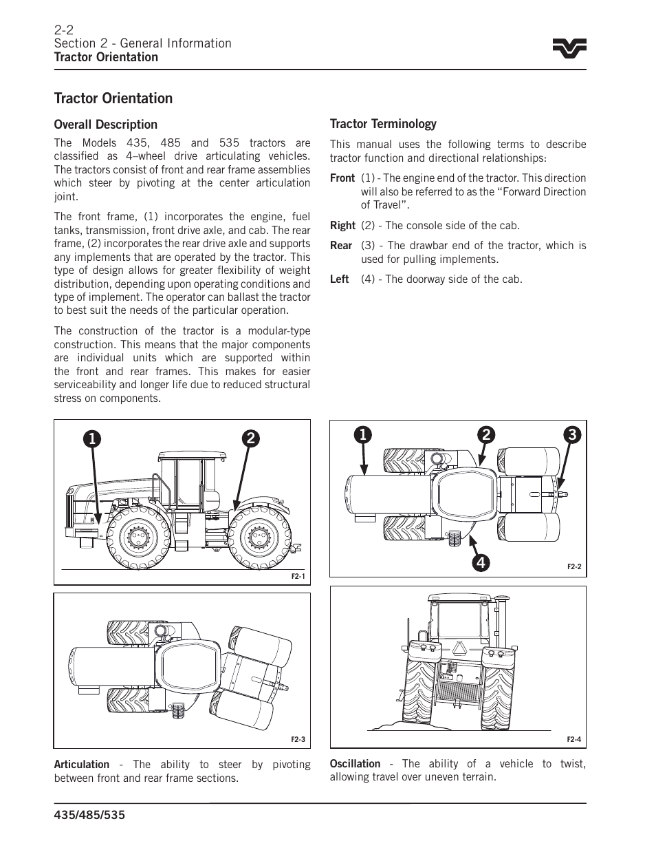 Tractor orientation | Buhler 535 User Manual | Page 21 / 249