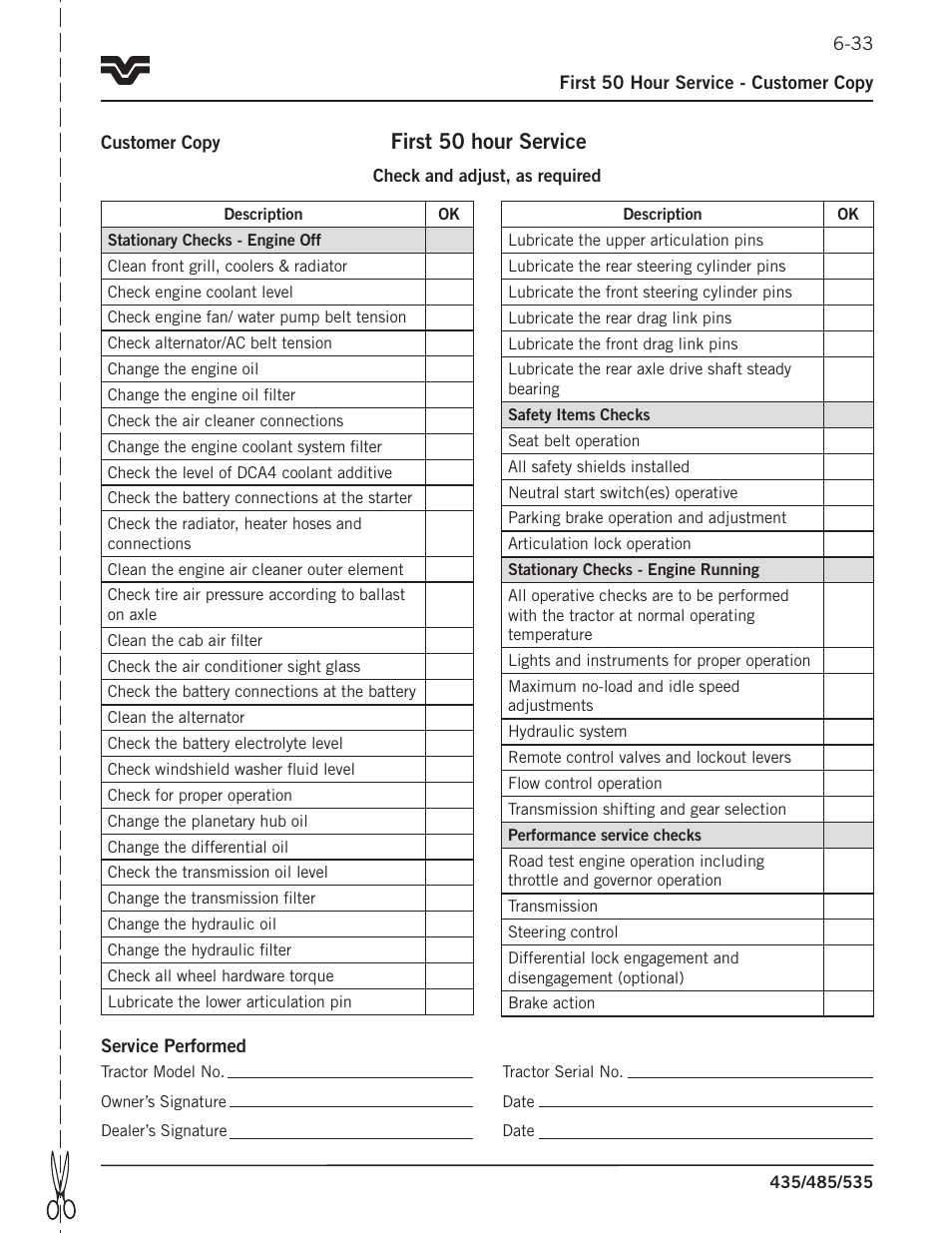 First 50 hour service | Buhler 535 User Manual | Page 248 / 249