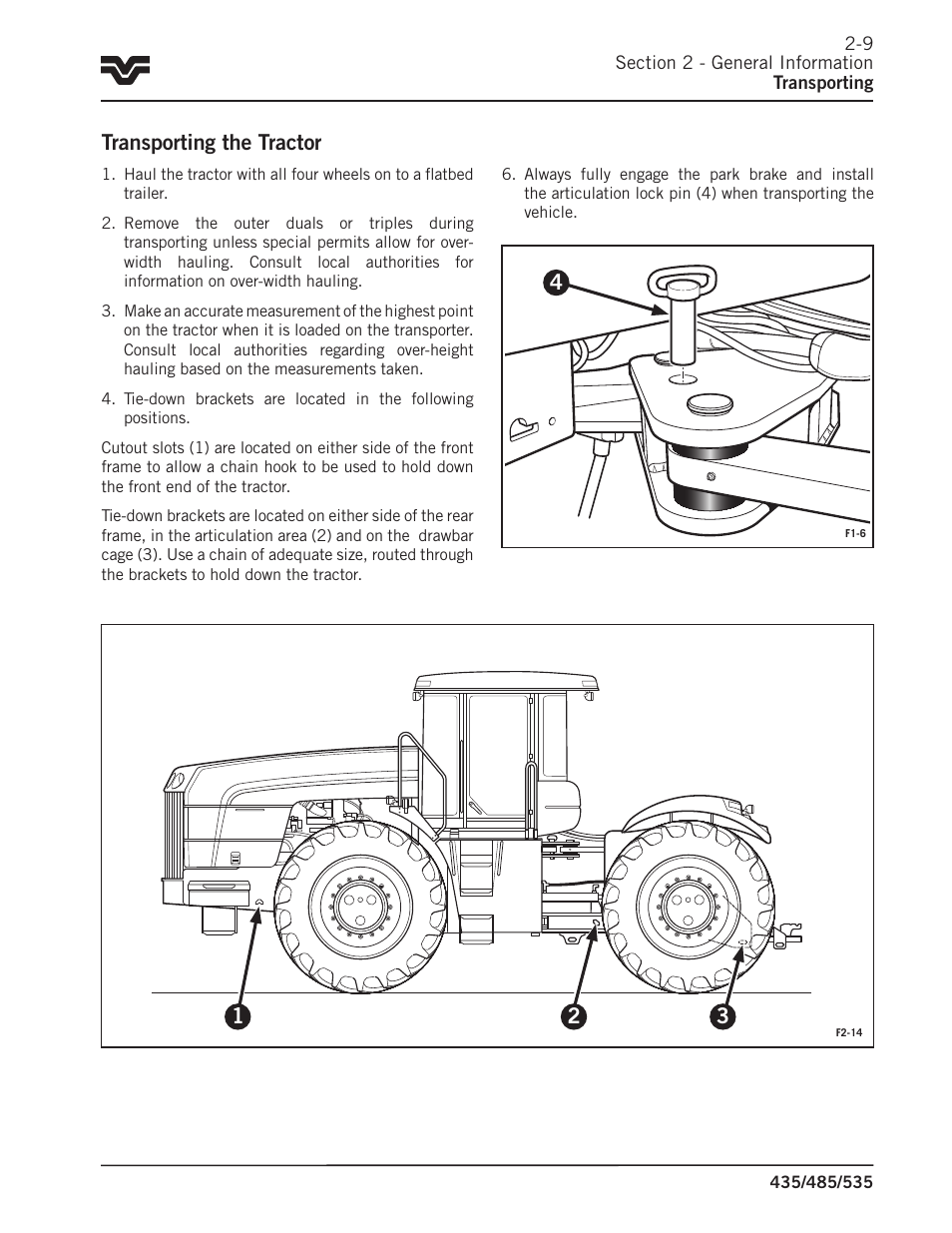 Transporting the tractor | Buhler 535 User Manual | Page 28 / 249