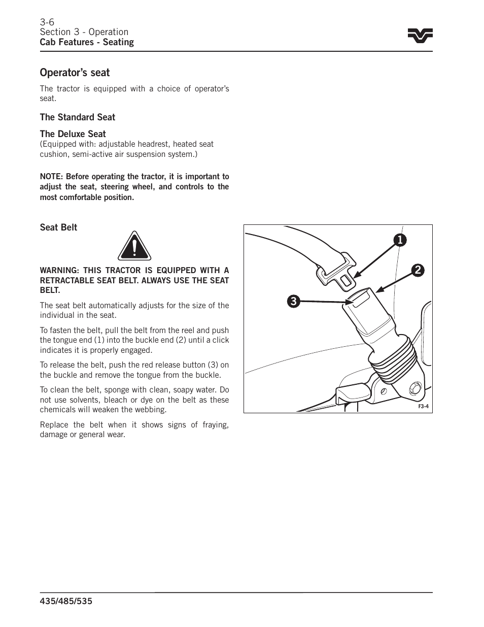 Operator’s seat | Buhler 535 User Manual | Page 35 / 249