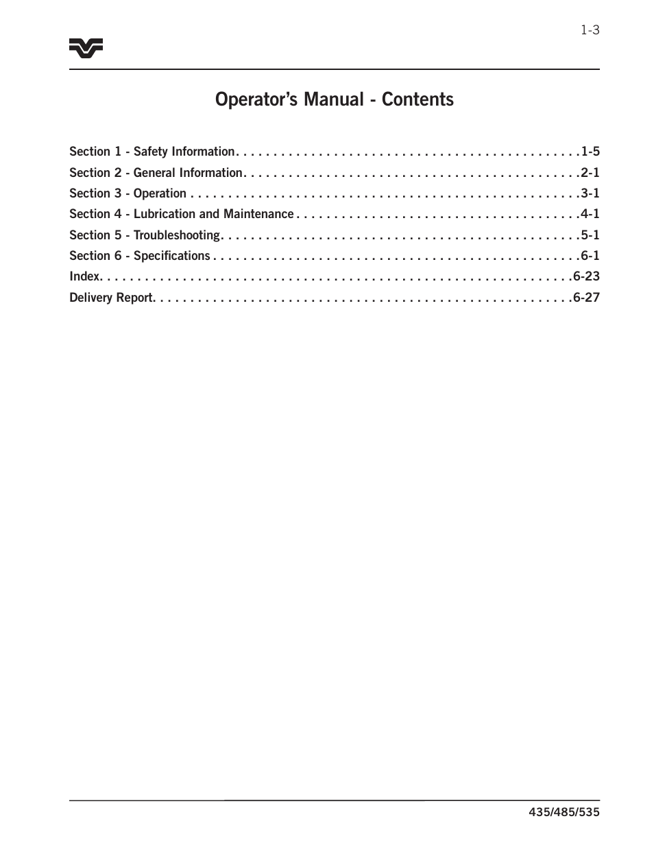 Operator’s manual - contents | Buhler 535 User Manual | Page 4 / 249