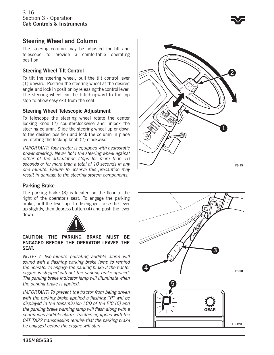 Steering wheel and column | Buhler 535 User Manual | Page 45 / 249